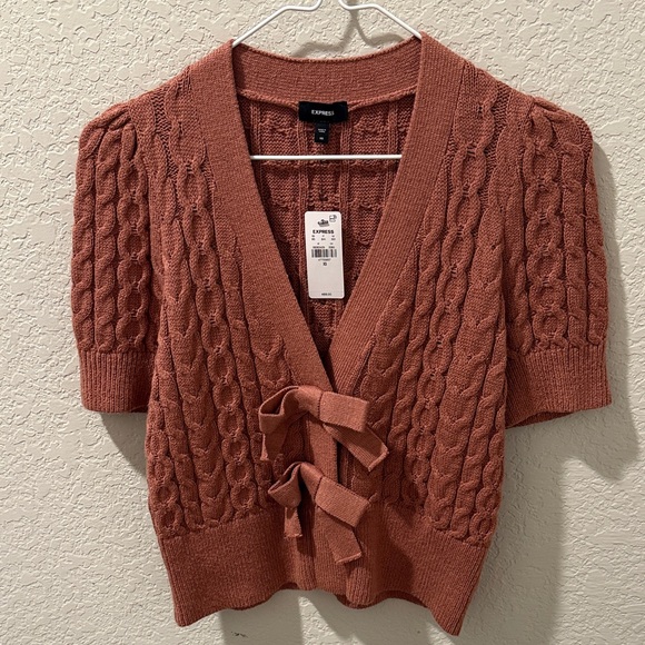 Express Women's Cable Knit Cardigan in Rust - Picture 1 of 6